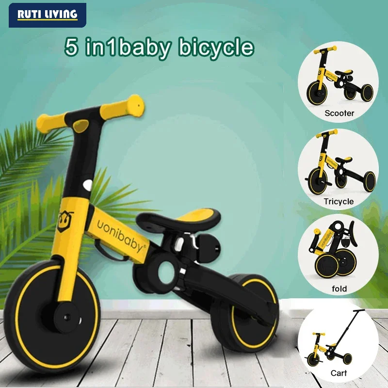 LazyChild Plastic Tricycle for Kids Hot 5-in-1 Infant Trike Baby Balance Bike Kick Scooter Child Stroller Gift For 1-6 Year