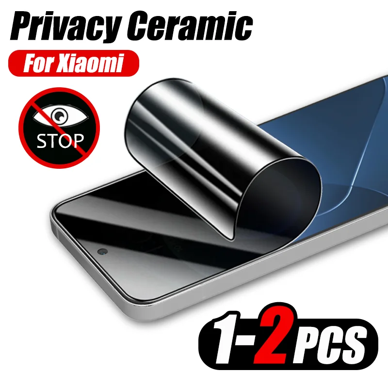 

1-2PCS Anti-Spy Ceramics Film For Xiaomi 14 13T 12 12T Ultra Privacy Screen Protector For Redmi Note 13 Pro 12 11 10 9 Not Glass