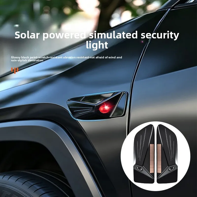 Solar Powered Fake Security Warning Light,Sticker Type Light Sensor Red LED Anti-theft Lamp, No Wiring Decorative Sentinel Light