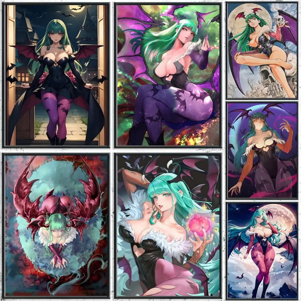 D-Darkstalkers M-Morrigan Painting Calligraphy HD Canvas Poster Crease Free Waterproof All Space Wall Decor