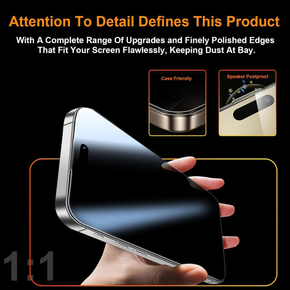 NNBILI 2Pcs 360° Privacy Tempered Glass Screen Protectors For iPhone 18 17 16 15 14 13 12 Pro Max Tempered Glass Easy to Install view 4
