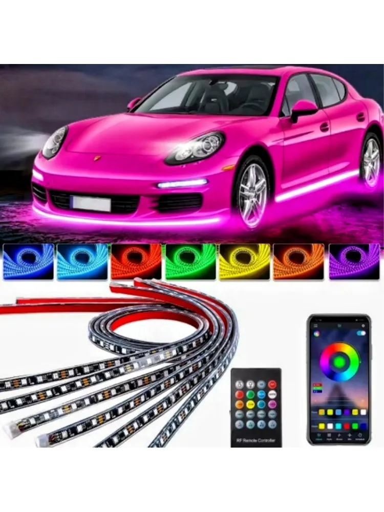 Auto Underglow LED Streifen Lichter RGB Neon Unterboden Licht APP Fernbedienung Traum Farbe Auto Außen Dekorative Atmosphäre Lampe