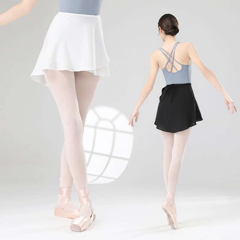 Women Girls Ballet Skirts Dance Short Skirts High Elastic Skirt Ballerina Adult  Ballet Dancing Dress lace Up Chiffon Skirt