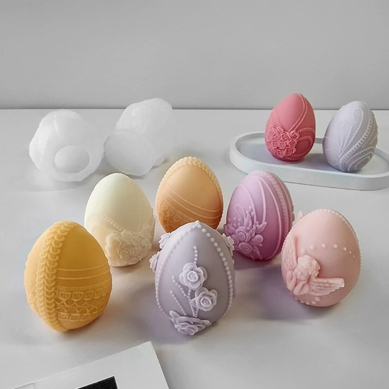 

Easter Eggs Silicone Mold DIY Wax Molds Casting Mould Handmade Festive Candles Moulds Ornament X3UD