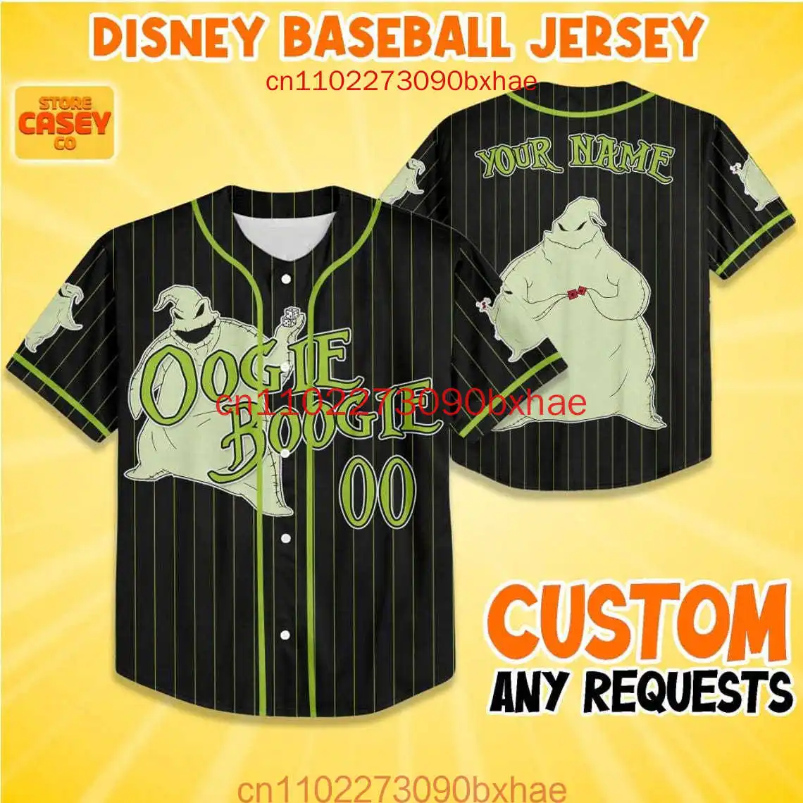 

Custom Oogie Boogie Baseball Jersey 3D Print Disney The Nightmare Before Christmas Baseball Jersey Children's And Adult Sports