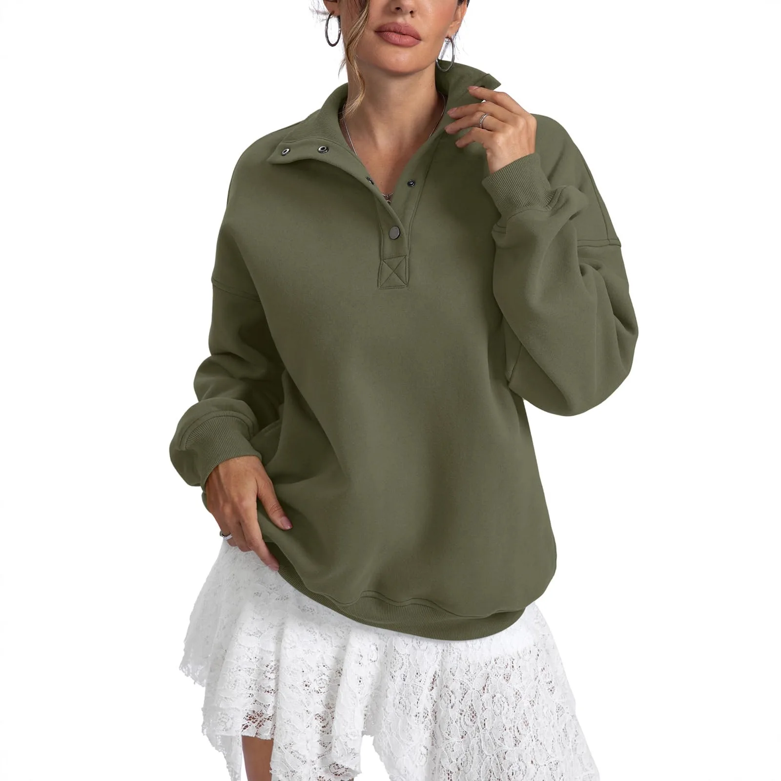 

2025 Autumn and Winter New Long-sleeved Button-up Sweater Fashion Casual Women's Fleece Sweatshirt