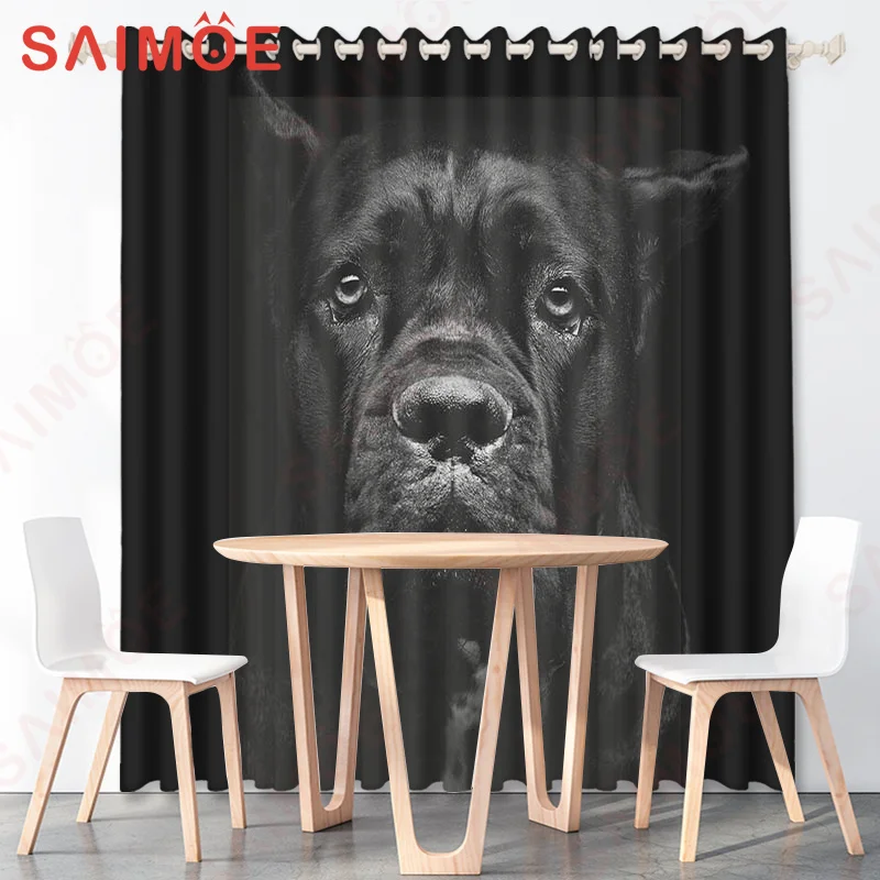 Imagem -04 - Modern Classic Jardim Animais 3d Cortinas do Fundo Lobo Gato Cão Tecido de Poliéster Fino Casa Escritório Decoração Personalizada com Ganchos