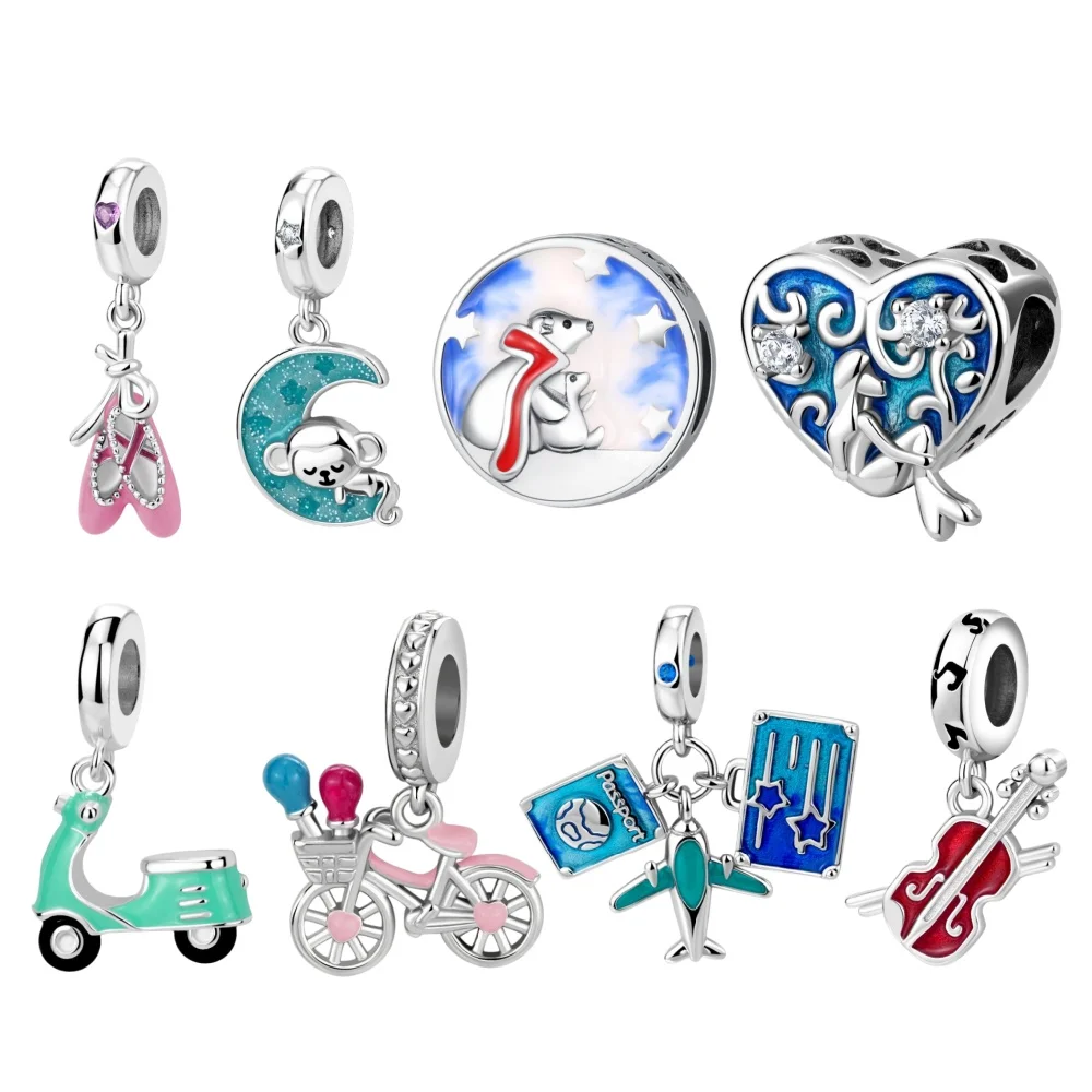 New 925 Sterling Silver Charms Beads Original Moon Perfume Dance shoes Fit Brand Bracelets Bangles DIY Jewelry For Women Gift