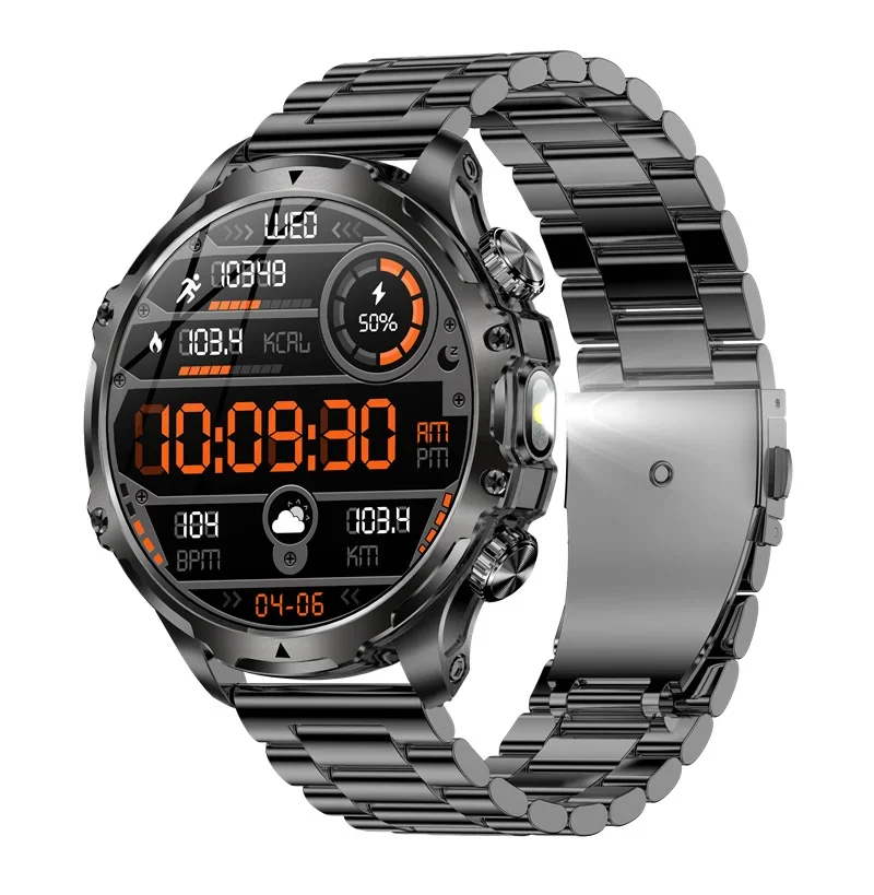 

Gaines AK75 Smart Watch Flashlight 1.9inch Men Outdoors Sports Fitness Tracker 700mah Large Battery BT Calling LED Light Smartwa