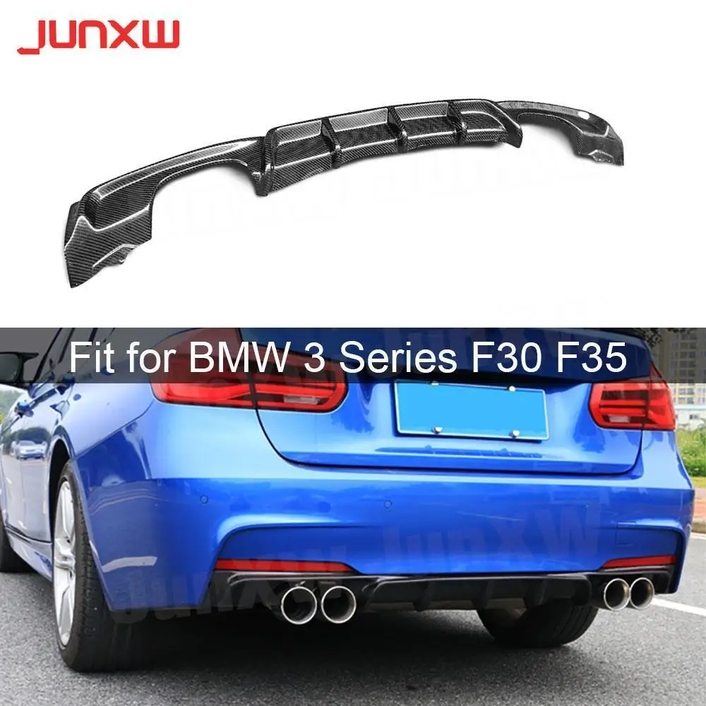 Rear Lip Spoiler Fins Shark Style Diffuser Quad Exhaust Two Outlet for BMW F30 F35 320i 328i M tech Sport 2012 - 2018