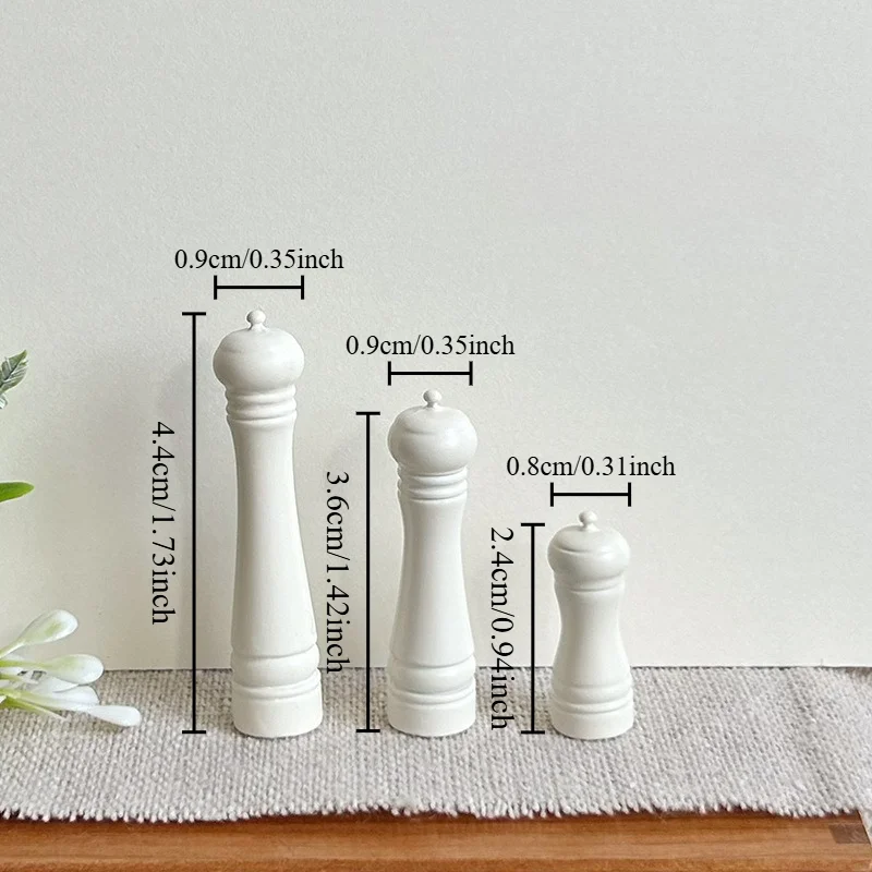 3Pcs Miniature Metal Salt Pepper Shaker 1:12 Scale Dollhouse Kitchen Accessories Realistic DIY Craft Decor Set