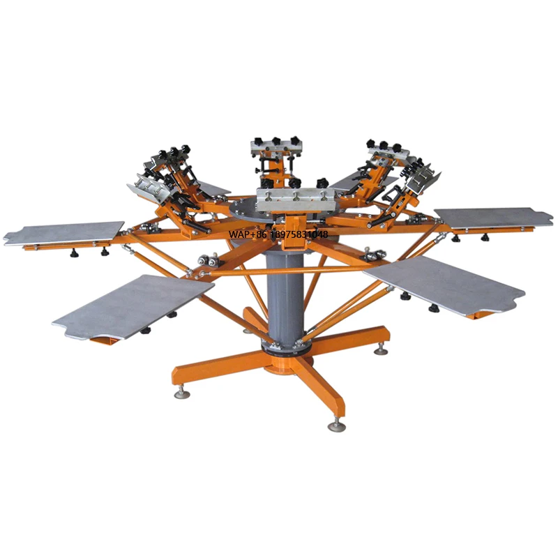

Manual 6 Color 6station Silk Screening Printing Shop Equipment Kit Cylindrical T-shirt Rotary Silk Screen Printing Machine