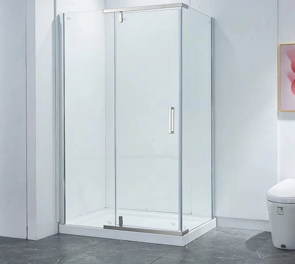 High quality bathroom pivot shower door frame aluminum stainless steel tempered glass rectangular shower room