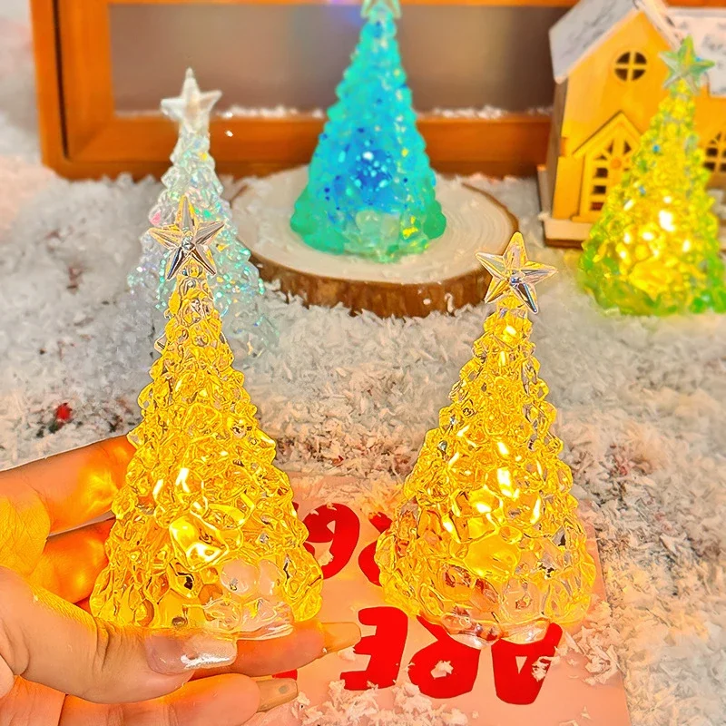 Christmas Decorations Christmas Trees Xms Eve Gifts LED Candle Lights Tabletop Decorations Crystal Night Light Navidad 2024