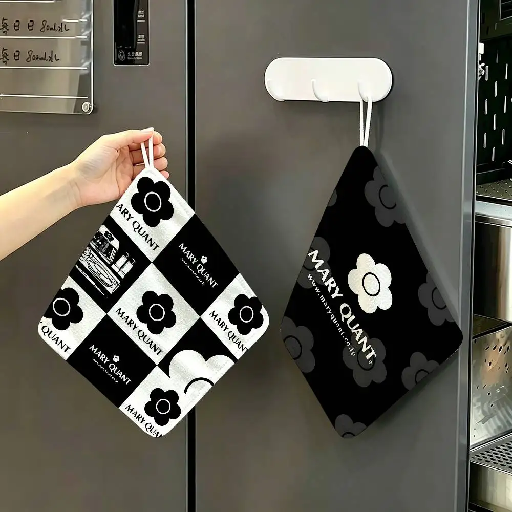 Fashion Logo Q-Quant M-Mary Hanging Polyester Cotton Towel, Reusable Hand Wiping Cloth, Wear Resistant for Home Kitchen Sink