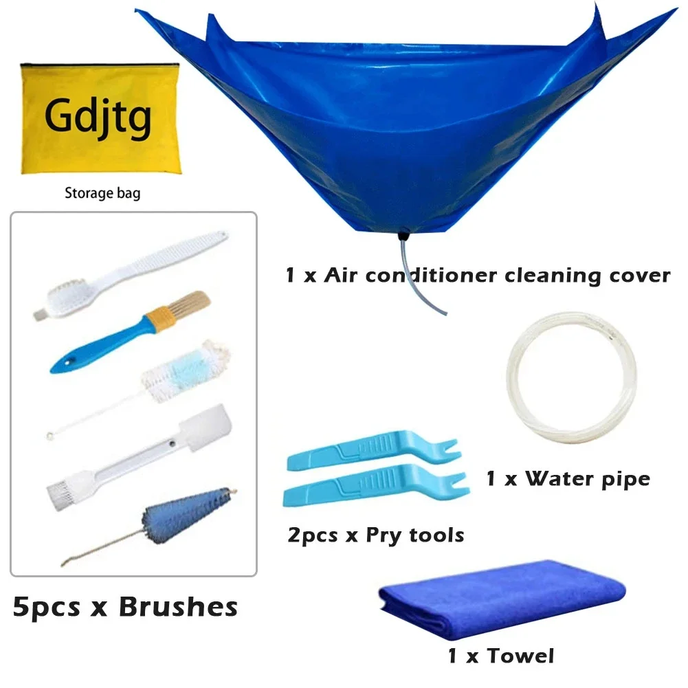 95/130cm Air Conditioning Cleaning Cover Water Bag Kit Cleaner Waterproof Rain for 36000BTU AC Dust Removal Tools with Brush Set