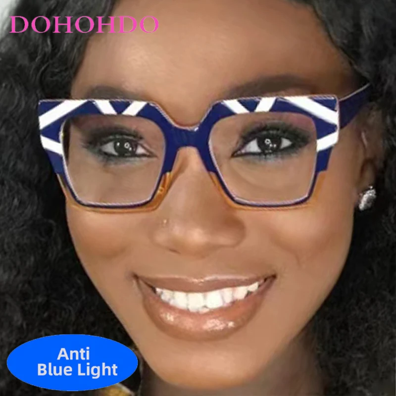 

Retro Big Frame Square Anti-Blue Light Glasses Women Men Fashion Trendy Brand Designer Computer Reading Optical Eyewear Lentes