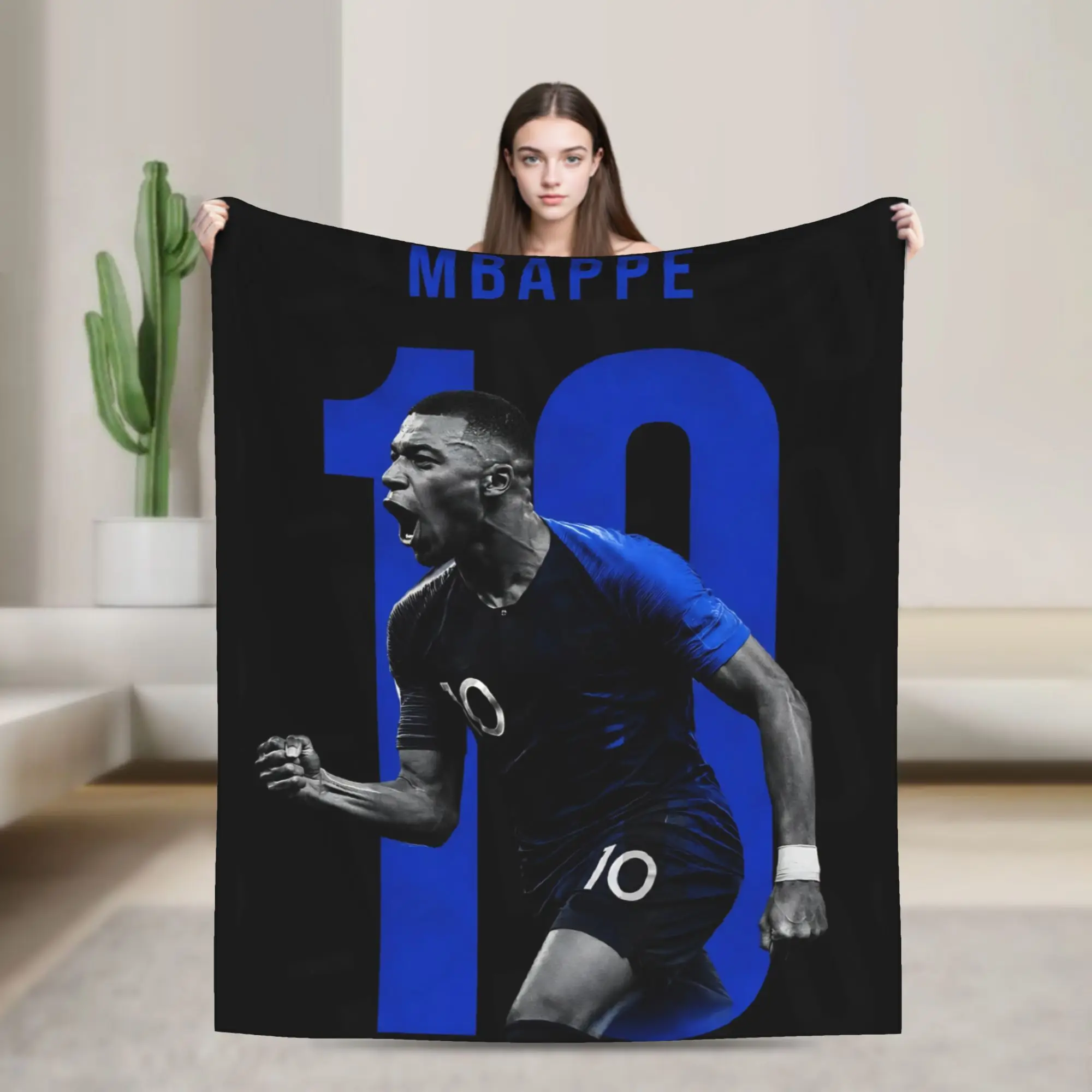 Mbappes Football Number 10 Blanket Coral Fleece Plush Decoration Multifunction Soft Throw Blankets for Home Couch Bedding Throws