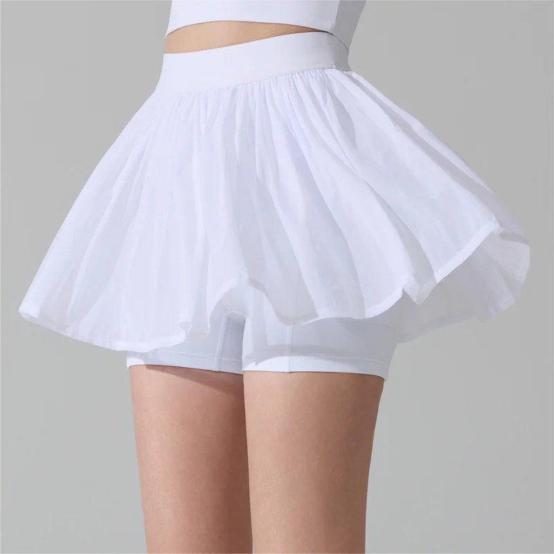 SEEKSUC Women's Mesh Pleated Skirt Running Fitness Safety Pants with Pockets Badminton Tennis Yoga Short Skirt Sportswear