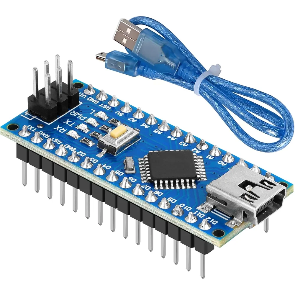 لوحة تحكم دقيقة Mini Nano V3.0 ATmega328P مع كابل USB + لوحة توسيع Nano V3.0 IO Shield، متوافقة مع Arduino