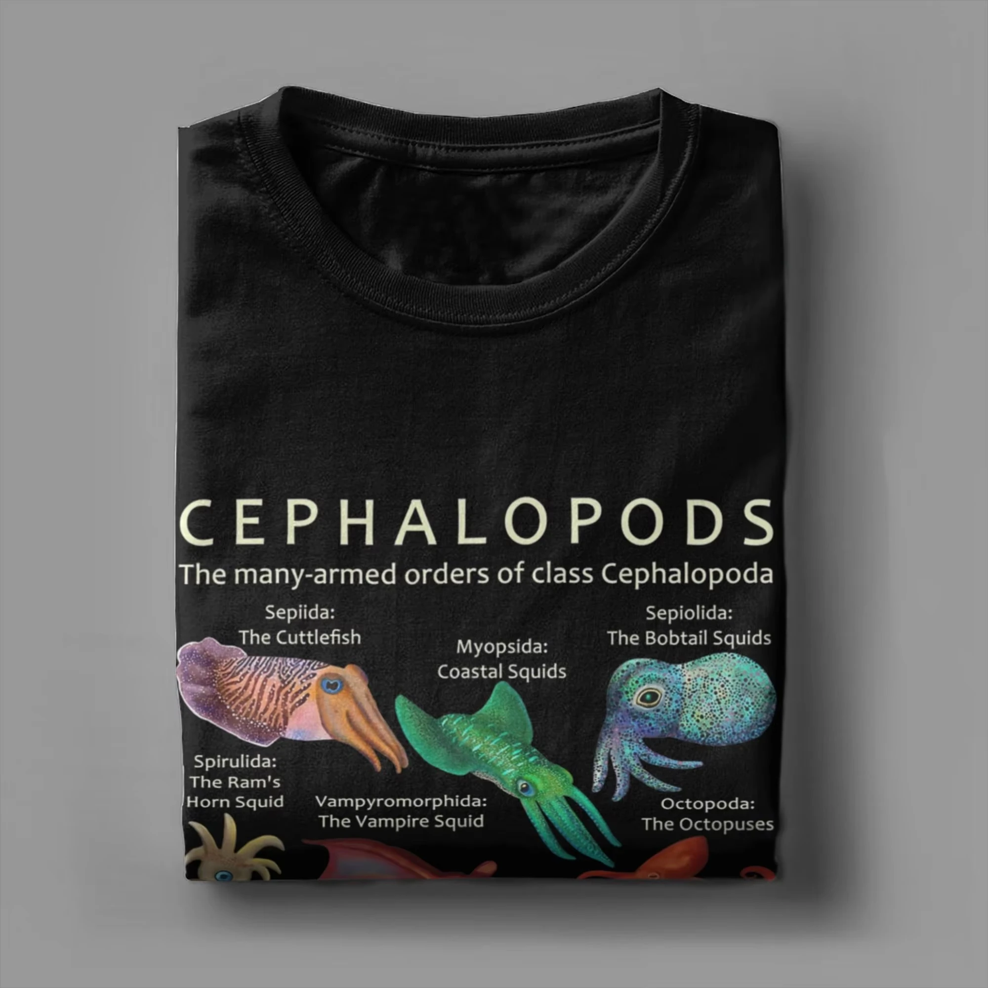 The Cephalopod- الأخطبوط الحبار الحبار و نوتيلوس تي شيرت للرجال القطن الخالص مذهلة تي شيرت الجولة الرقبة تيز القمم فكرة تيز