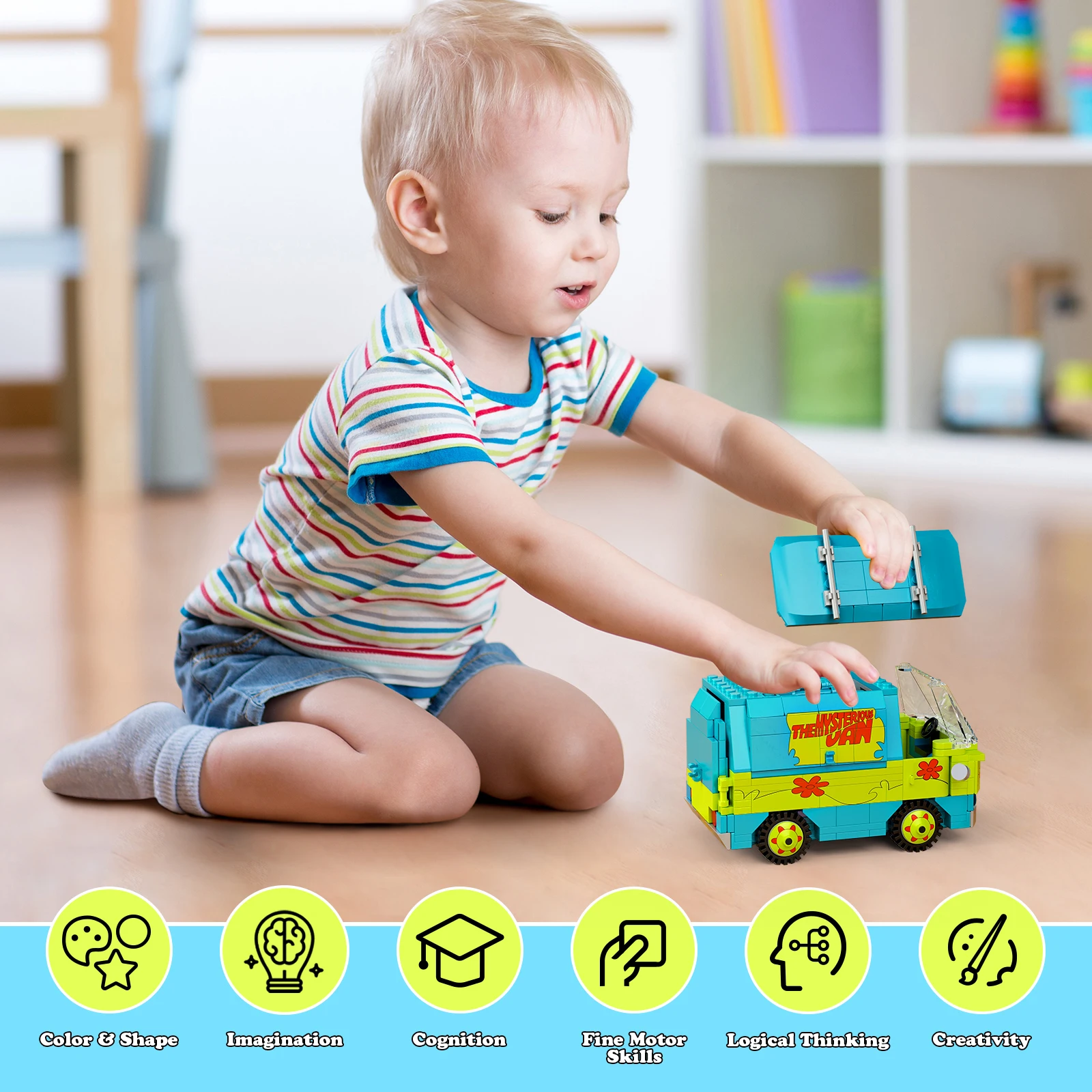 Misterioso Van Building Blocks Set Veicolo classico Avventura Auto Mattoni Kit Giocattoli Appassionati di film Regali di compleanno per ragazzi e ragazze