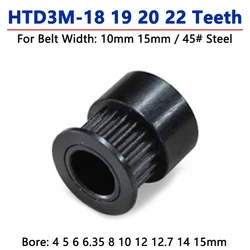 Polea de sincronización de acero HTD3M, 18, 19, 20, 22 dientes, HTD-3M, 18T, 19T, 20T, 22 T, rueda síncrona para ancho de correa, 10mm, 15mm, diámetro 4-15mm, 1 unidad