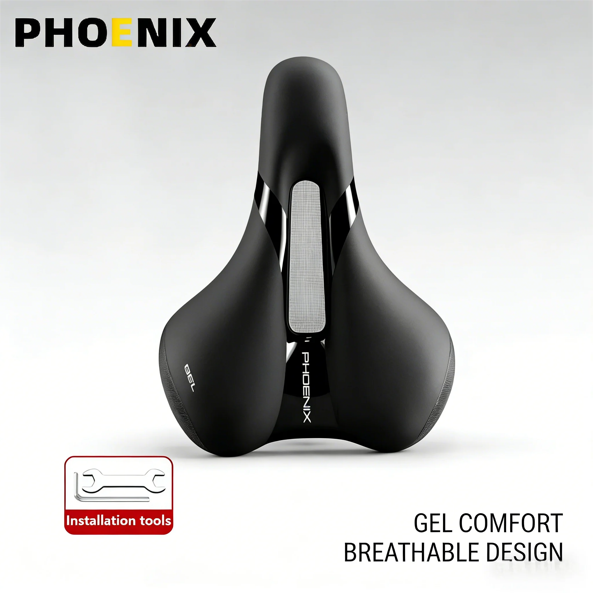 Selle de vélo confortable, large, en gel, absorbant les chocs, respirante, coussin doux, imperméable