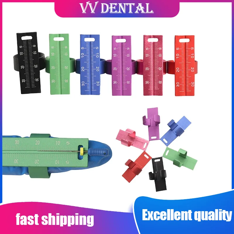 

VV Dental Endo Ruler Colorful Aluminium Alloy 1Pcs Colorful Aluminium Dental Finger Ring Rulers For Root Canal Measurement Tool