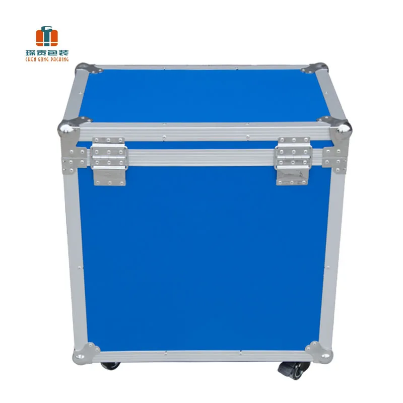 Custom Size Blue Aluminum Alloy Flight case Customized Trolley Wheels Aluminum Road case