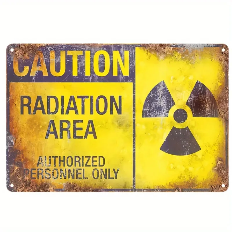 1 Stück, Vintage-Eisen-Schild mit Strahlungsgefahren-Warnung – dekoratives Metallposter für Wohnzimmer, Garagen und Themenräume – langlebige Konstruktion