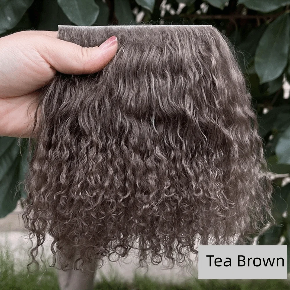 Trendy Mongolia Fur Sheepskin Wool Extensions Hair Row Durable Lamb Fur Pelt 5*10cm Curly Texture Doll Hair Doll Toy Accessories