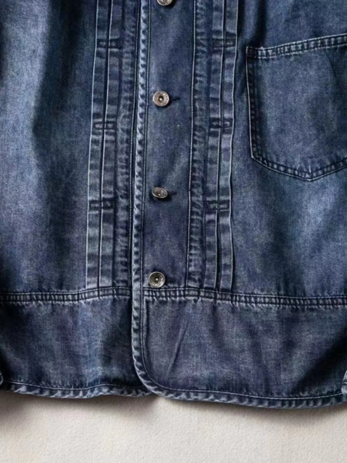 

Retro Japanese Sle Men's Cotton Hand Waed Long Sve V-Ne Casual Denim Jaet Autumn Faion Outerwear Coat