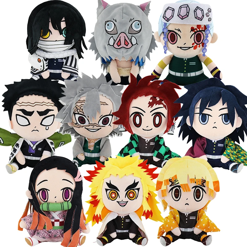 20cm Japan Demon Slayer Plush Stuffed Toys Cartoon Anime Figure Kamado Nezuko Tanjirou Iguro Obanai Doll Children Birthday Gifts