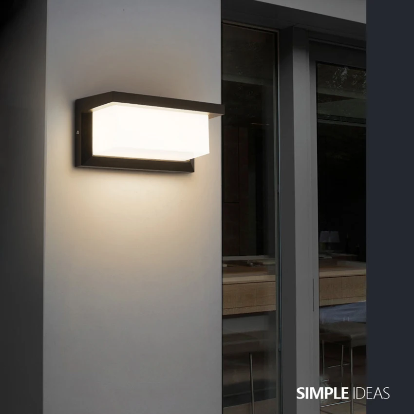 Outdoor Waterproof Wall Lamp Aluminum Lamp Body Acrylic Lampshade Wall Lights External Wall Porch Lamp Corridor Lighting Fixture