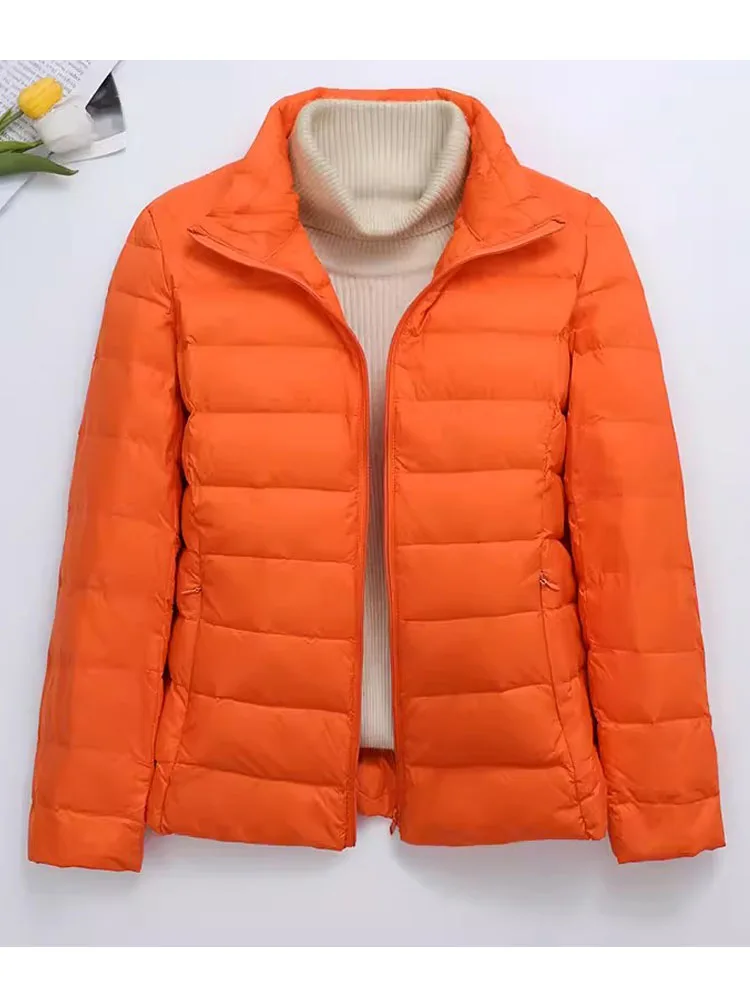 Casacos de pato ultraleves para mulheres, casaco de penas à prova de vento, puffer parkas femininos portáteis, casacos, inverno, 0-10 ℃