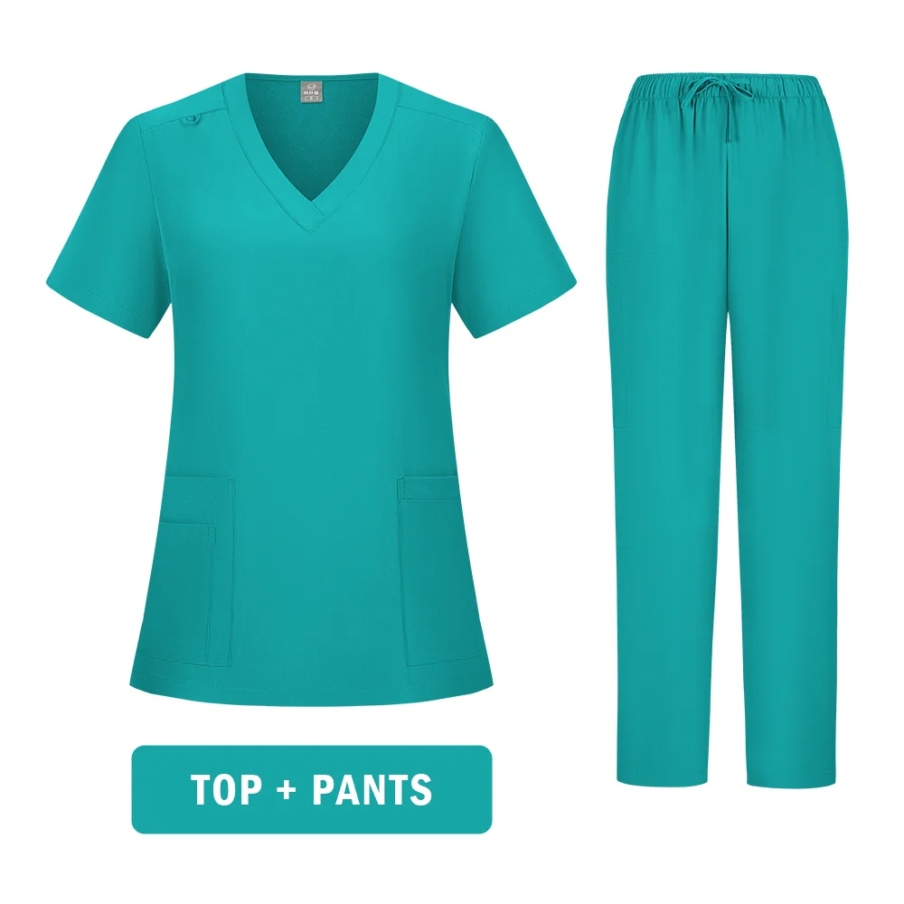 Unisex Medical Uniforms for V-neck Nurse Scurbs Set Women Hospital Doctor Workwear Oral Dental Surgery Work Uniform Short Sleeve