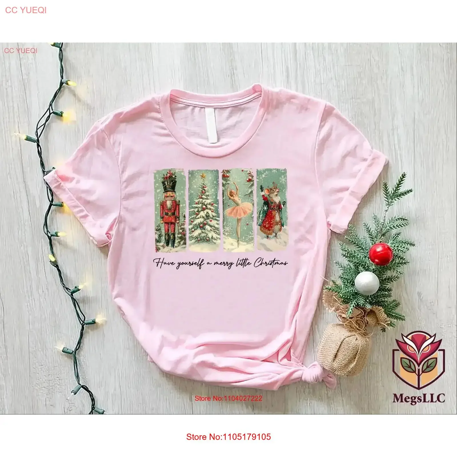 Have Yourself A Merry Little Christmas Nutcracker Tree Ballet Mouse T Shirt Festive Women's Holiday vintage Washed