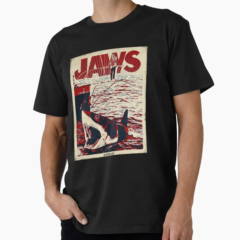 Jaws Horror Movie Halloween Gift T Shirt Vintage Amity Island Great White Shark Graphic Tops Unisex Short Sleeve Streetwear Tees