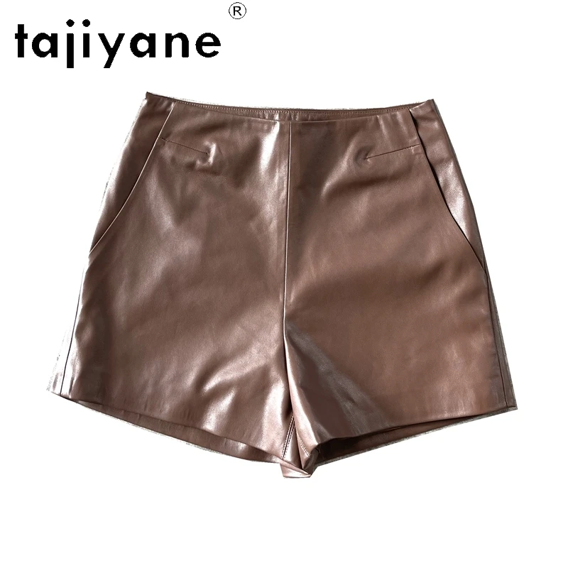 TAJIYANE Real Sheepskin Shorts 2024 Autumn Winter Genuine Leather Short Fashion Women Clothing Wide Leg Mini Pants Трусы Женские