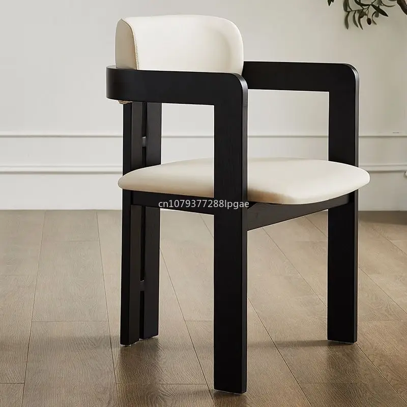 Middle -aged Wood Black Dining Chair Nordic Minimalist Back Chair Minimalist Creativity Light Luxury High -end Leisure Furniture