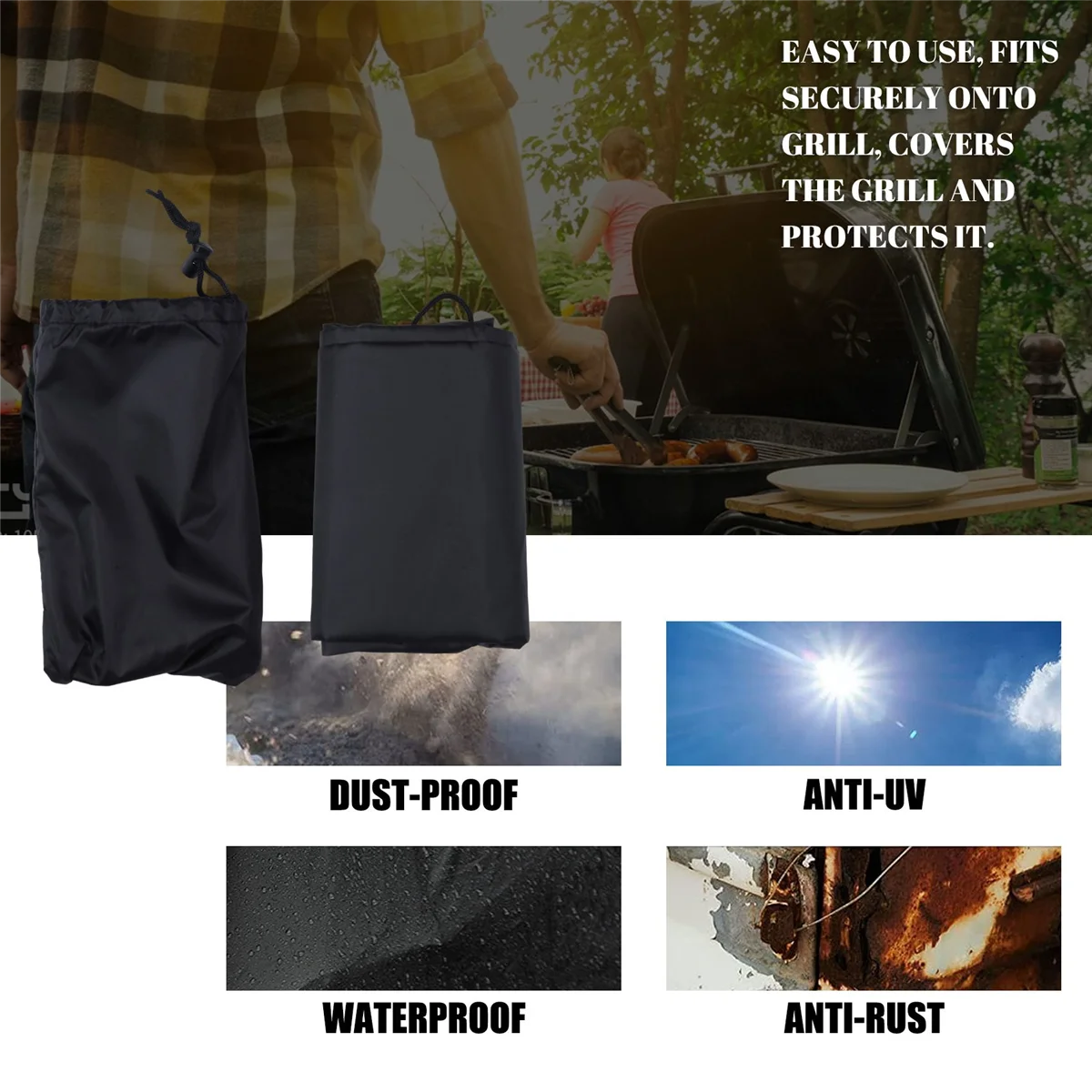 Juste de Protection Étanche pour Barbecue Weber Q1000 et Q2000, Couverture pour Chariot Roulant, Protection Contre les UV