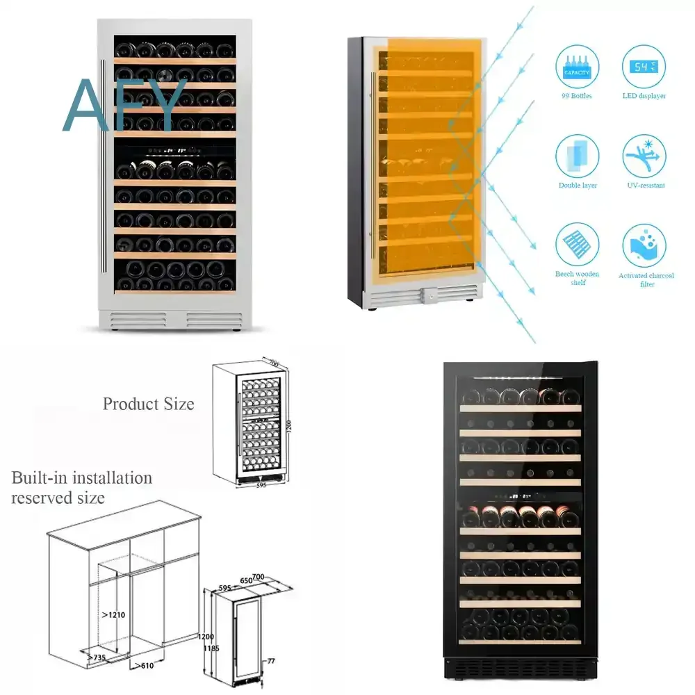 New Design Stainless Steel Built In Dual Zone Wine Cellar Cooler Cabinet with Fridge for wine cooler for wine refrigerator