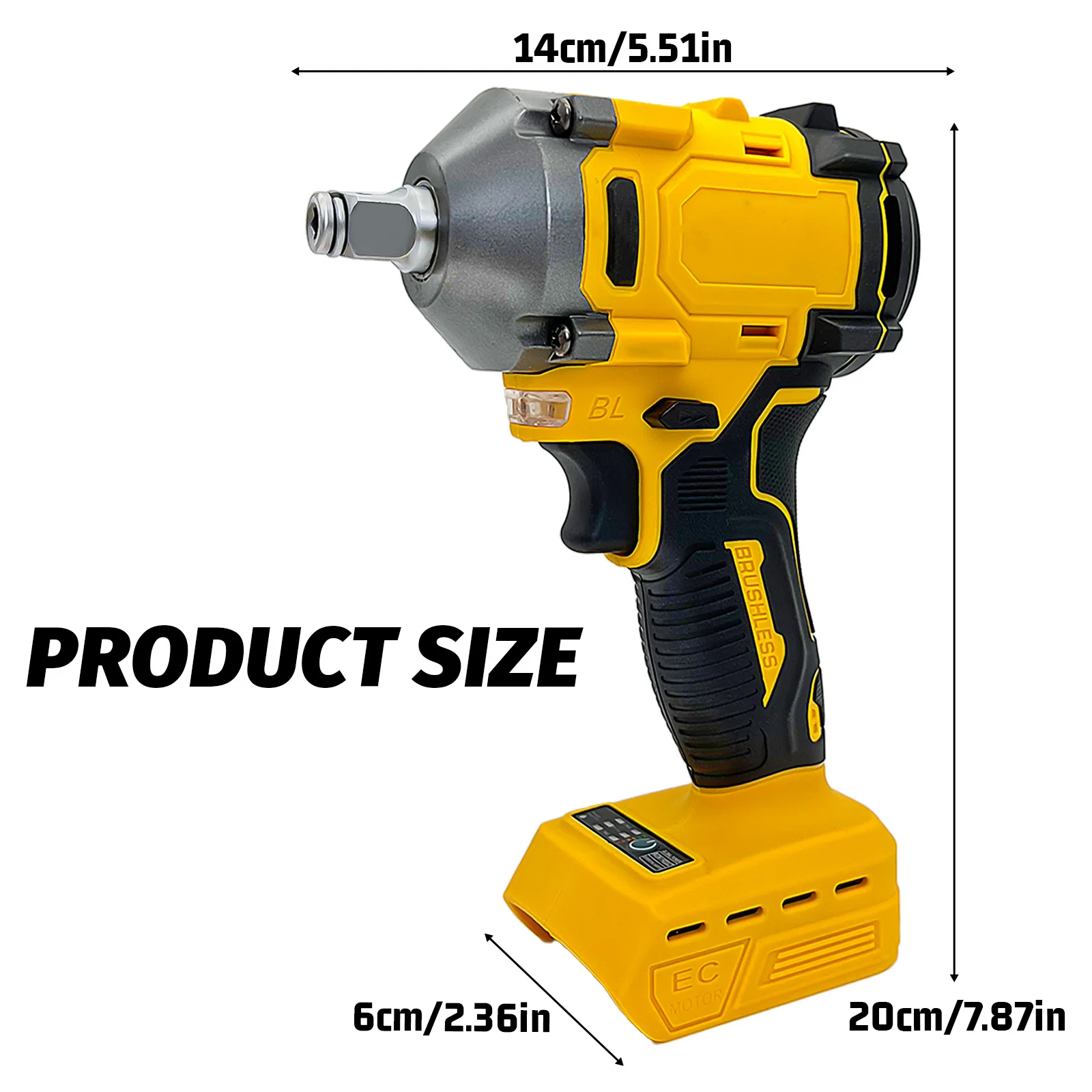 Cordless Impact Wrench Compatible with Dewalt 20V Battery, 3200RPM Electric Wrench, Max Torque 230N.m for Car Home(Tool Only)