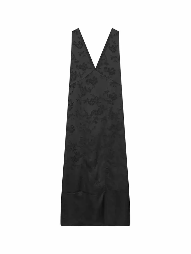 

HH модное женское летнее модное платье миди без рукавов с v-образным вырезом, сексуальное жаккардовое украшение с открытой спиной, женское однотонное универсальное платье