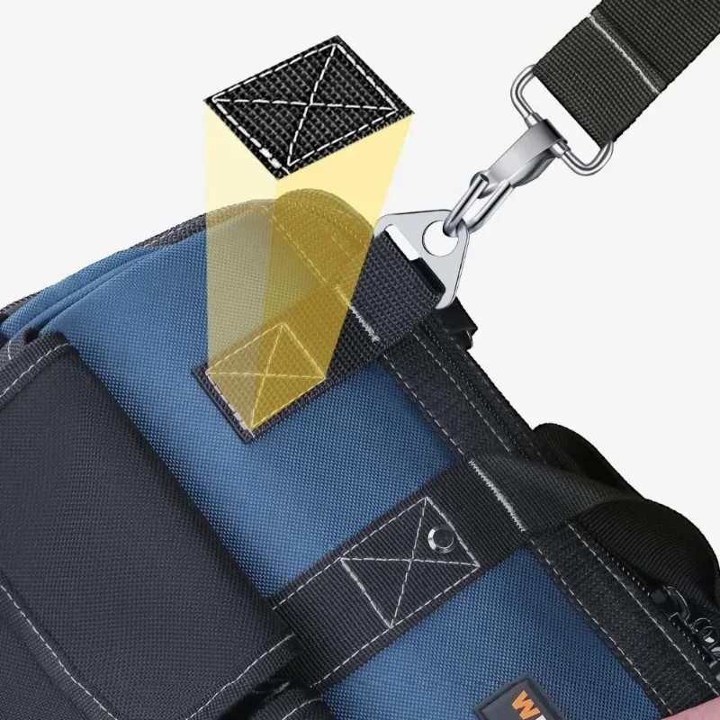 1680D Heavy Duty Tool Bag Organizer, Waterproof Hard Base Wide Mouth Tool Tote Bag with Multi Pockets for Electrician Mechanic