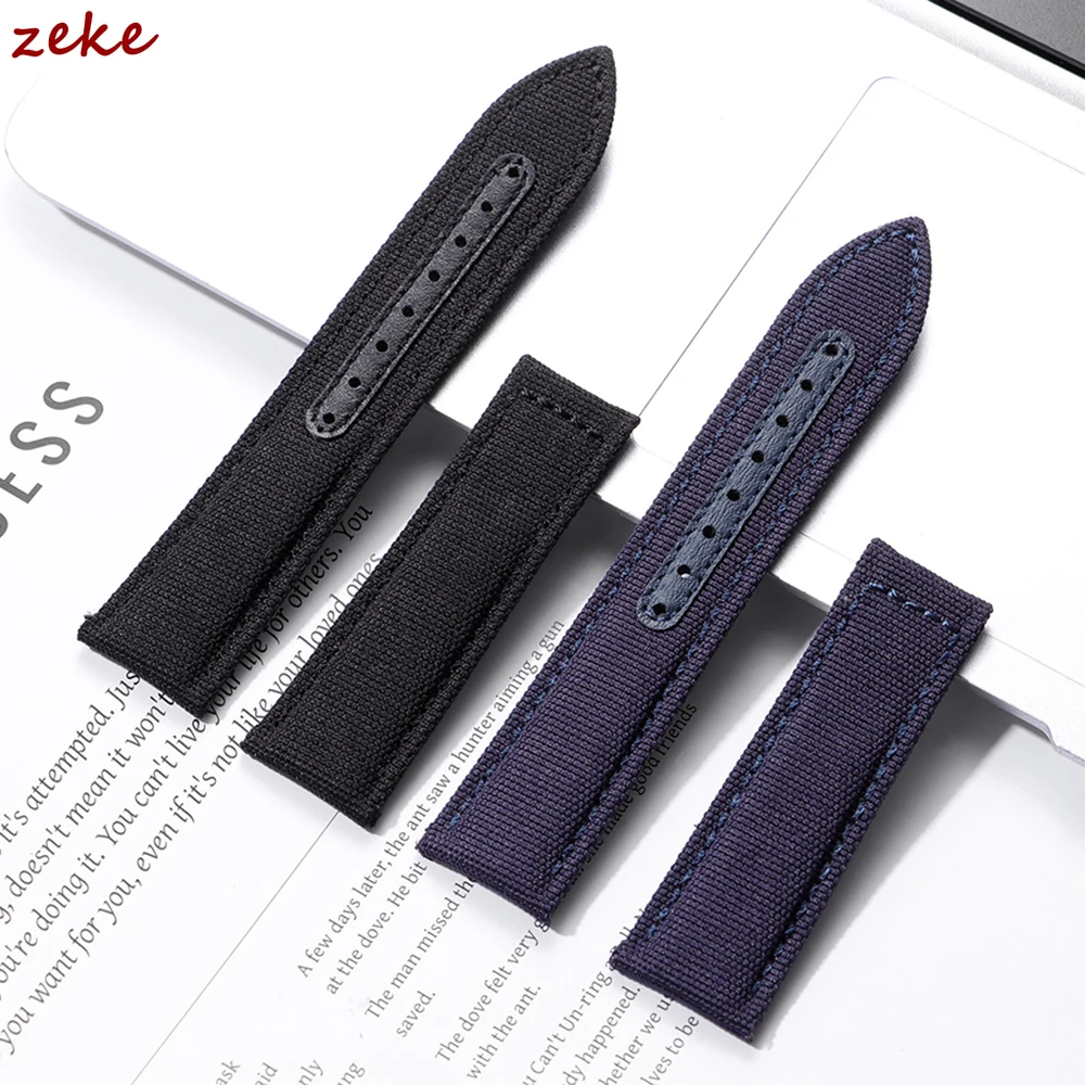 Canvas Nylon Watch Strap Genuine Leather Watchband for Omega 20mm 22mm Universal Bracelet Belt for Men Women Watch Accessories