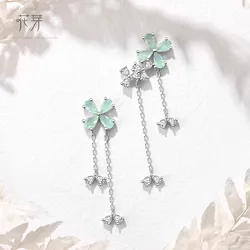 Thaya 100% Real S925 Sterling Silver Women Earring Elegant Crystal Needle Earring Dangle For Women Fashion Jewelry For Girls