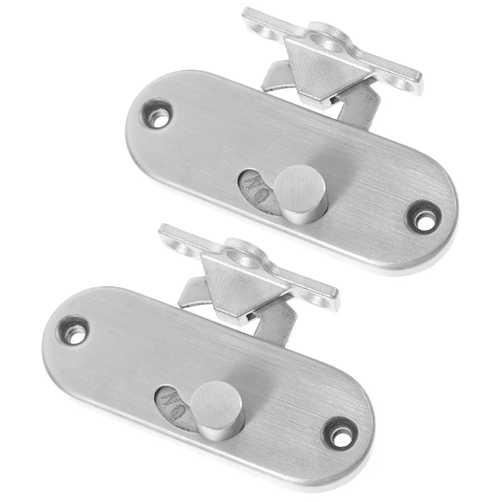 2 Pcs Moving Door Sliding Lock Latches Locks for inside Stainless Steel 90 Degree