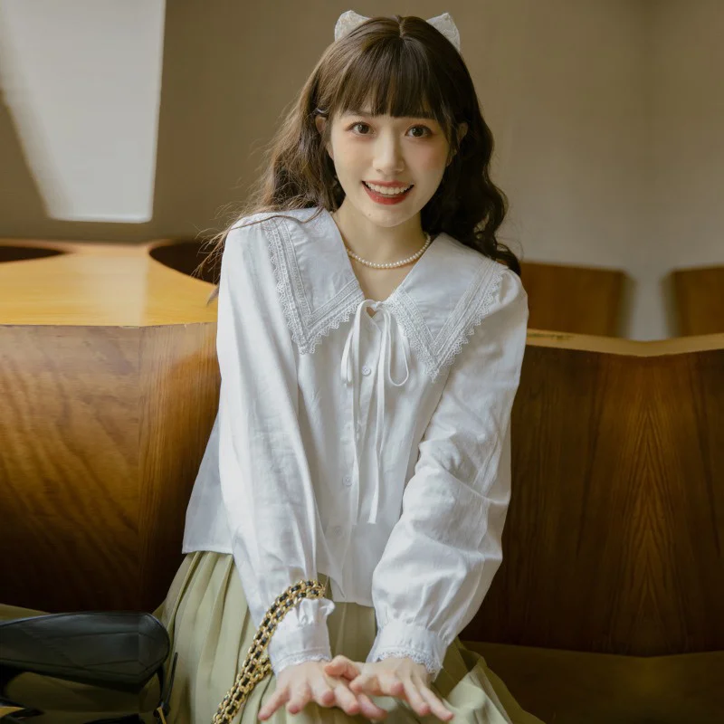 

Long Sleeve Shirts Womens Striped Oversized Button Down Loose Fit Korean Retro Feminine Casual Preppy Youthful Spring Clothing
